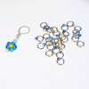 Daisy and Aqua/Blue/Yellow Mix Jewel Stitch Markers For Knitting x 30 (Tiny Bead) 1 Progress Marker
