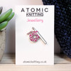Crochet Hook & Pink Yarn Enamel Pin Badge