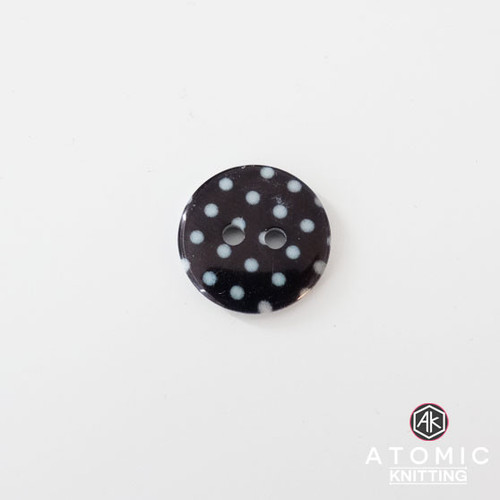 Spotty Round Acrylic Button 2 holes - Black - 15mm