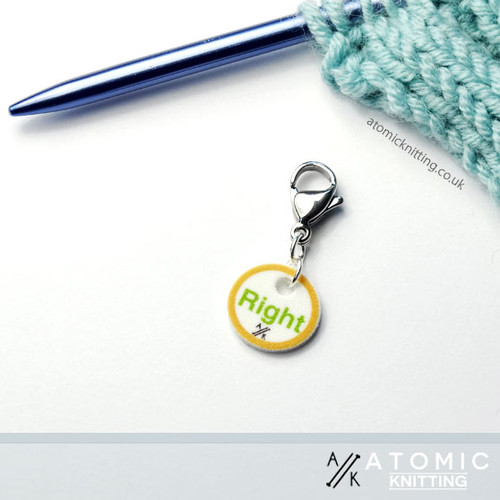 Instructional Stitch Marker (shown with crochet clip)