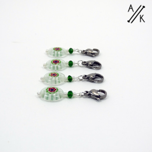 Green Millefiori Stitch Markers | Atomic Knitting