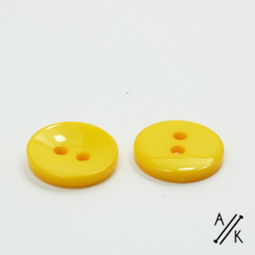 Round Yellow Plain Acrylic Button 2 holes - 15mm | Atomic Knitting