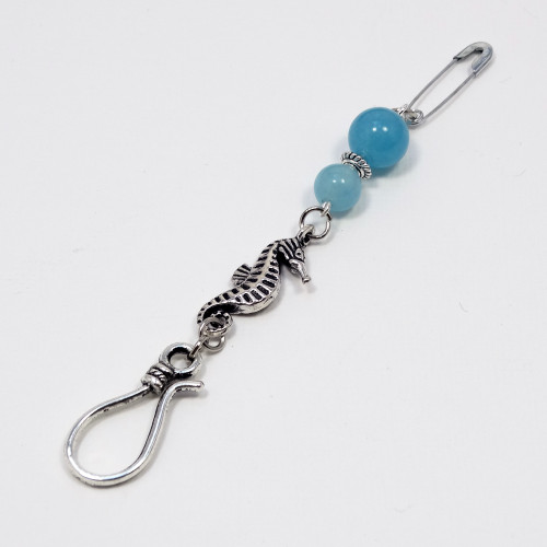 Blue Quartz & Seahorse Portuguese Knitting Pin | Atomic Knitting