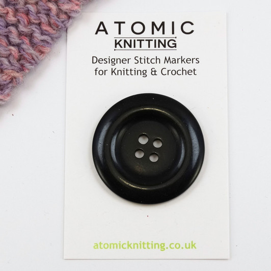 Round Acrylic Button - Black - 38mm