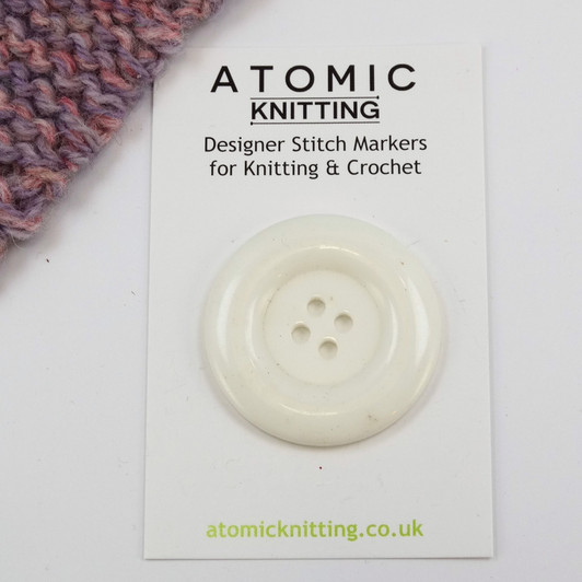 Round Acrylic Button - White - 38mm