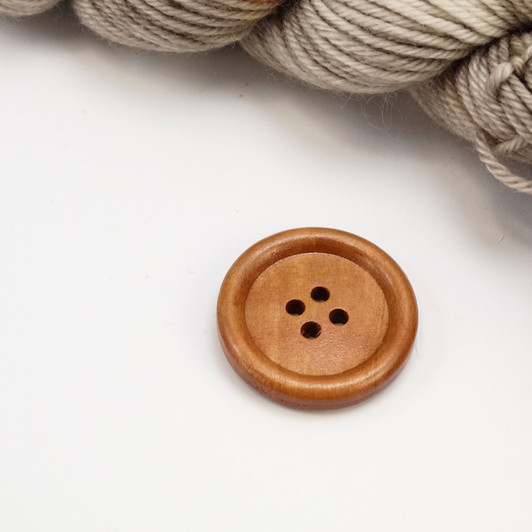 Light coffee colour Round wooden 4 hole Button - 25mm x 1