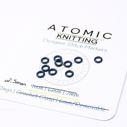 Navy 'Thin' Snag Free EPDM stitch markers 2.5mm x 10