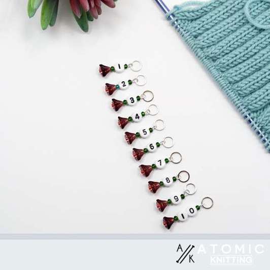 'Inside the secret garden' Numbered Counting Stitch Markers 1-10 - set of 10