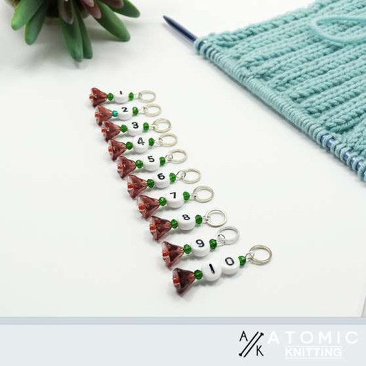 'Inside the secret garden' Numbered Counting Stitch Markers 1-10 - set of 10