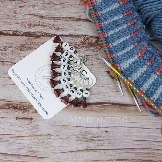 'Inside the secret garden' Numbered Counting Stitch Markers 1-10 - set of 10