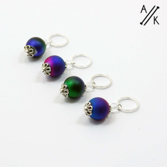 Stitch Markers in Shimmer Purple, Green & Blue - set of 4