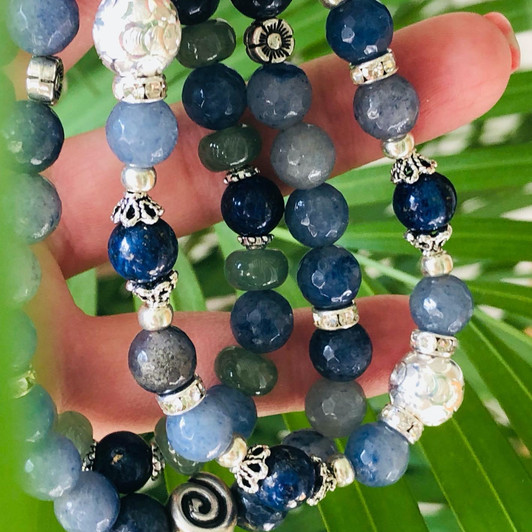 New! Natural Blue Aventurine Healing Beaded Bracelet  | Atomic Knitting
