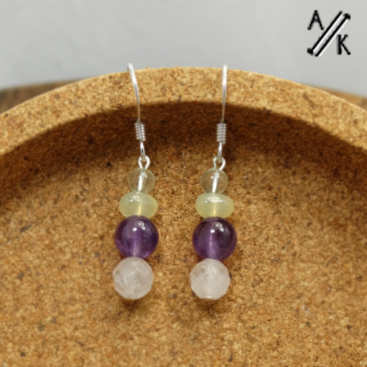 Mixed Gemstone Earrings | Atomic Knitting