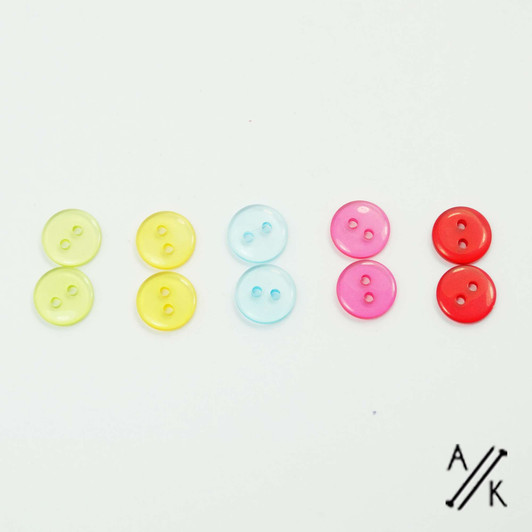 Round Smooth Plain Acrylic Button 2 holes - 11mm - Pack of 10
