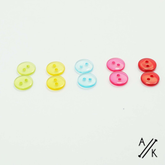 Round Smooth Plain Acrylic Button 2 holes - 11mm - Pack of 10