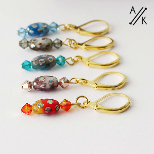 Colour Oval Glass Stitch Markers - MYM set of 5