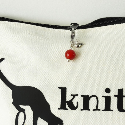 Carnelian Gemstone & Silver Heart Progress marker Clip On Bag Charm | Atomic Knitting