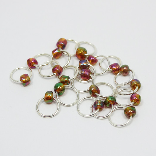 20 Lustre Bead Jewel Rings Lace Stitch Markers - 4mm | Atomic Knitting