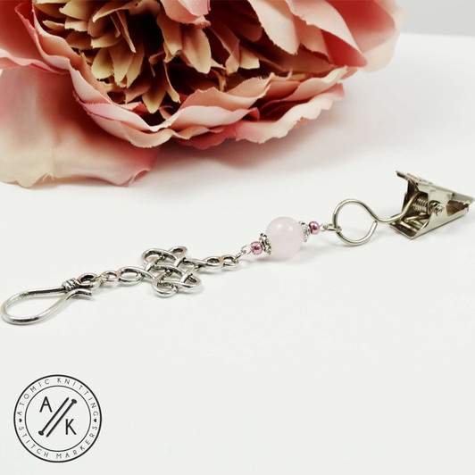 Rose Quartz & Celtic Eternity Knot Portuguese Knitting Pin