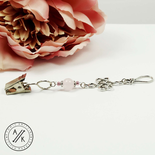 Rose Quartz & Celtic Eternity Knot Portuguese Knitting Pin