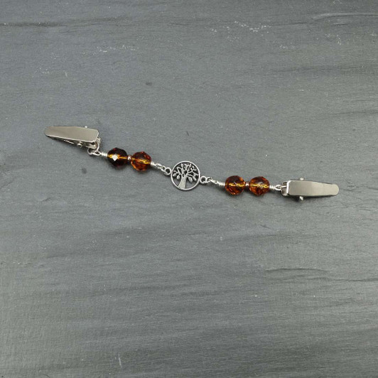Silver Tree Beaded Shawl/Cardigan Holder Clip Fastener