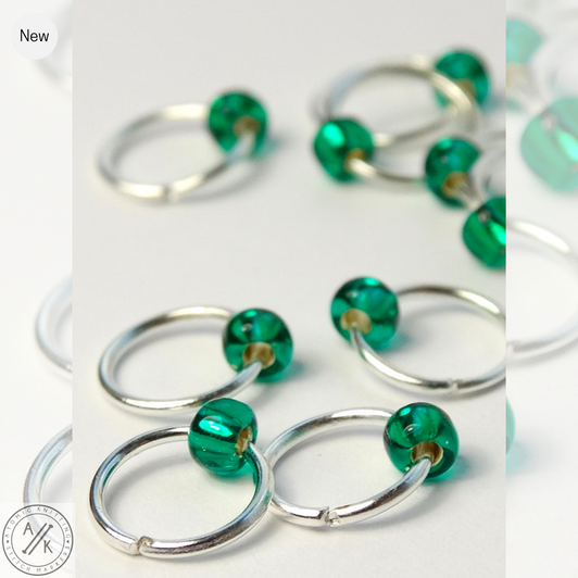 Greatly Green Bead Jewel Rings Lace Knitting Stitch Markers 4mm