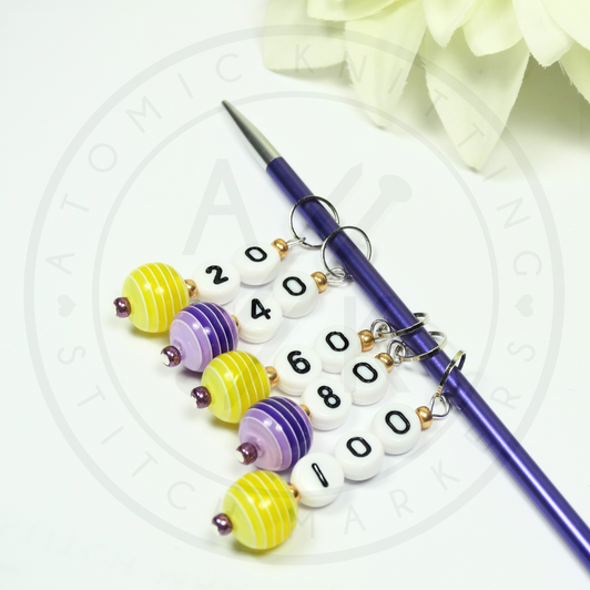 Up in the Clouds - Numbered Counting Stitch Markers set of 10 (10-100) -  Atomic Knitting