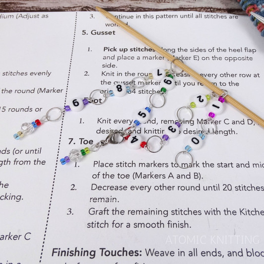 Rainbow Mix - Numbered 99 Knitting Counting Row Counter Chain - Mystery colours