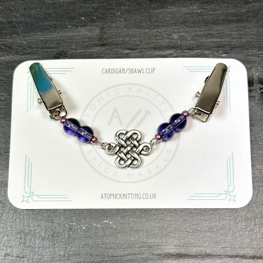Purple Celtic Knot Cardigan Shawl Clip Pin Fastener UK