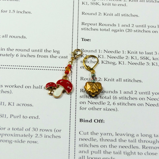 New! Toadstool & Maple Leaf - Set of 2 Stitch Markers | Make Your Mark