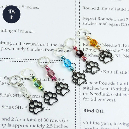 Paw Prints Knitting Crochet Stitch Markers- set of 6