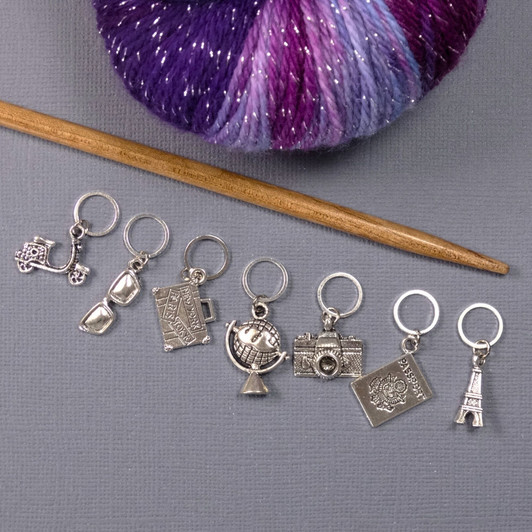 Silver Holiday Theme Crochet Knitting Stitch Markers - Set of 7