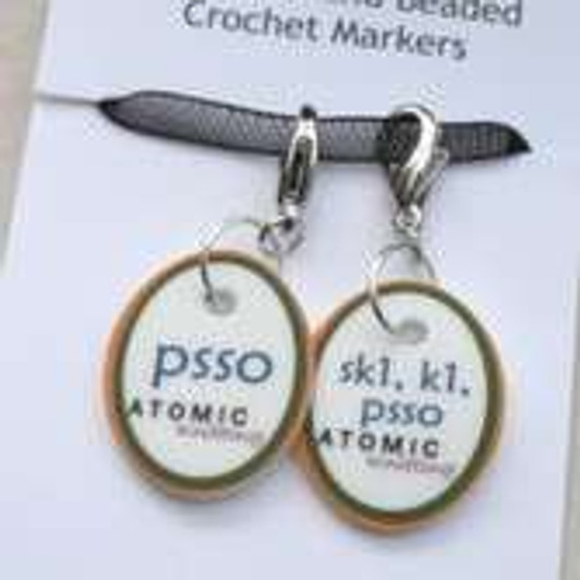 Instructional Stitch Markers - PSSO & sk1,k1,psso - set of 2