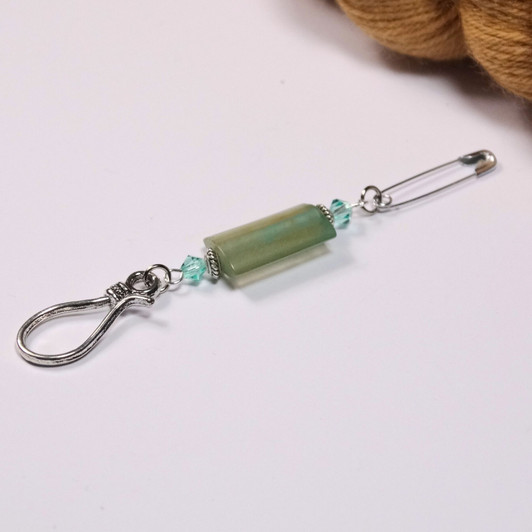 Green Resin Rectangle Lightweight Portuguese Knitting Pin