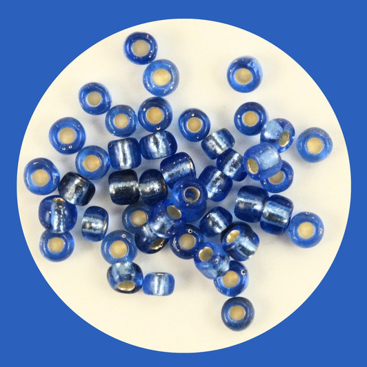 Seed Beads 6/0 Mid Blue Silver Lined - 10g