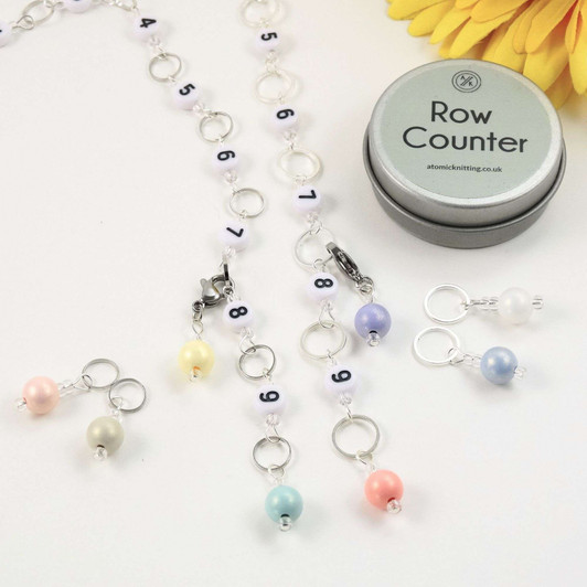 Pastels Row Counter Starter Set | 2 Row Counter Chains & 4 Stitch Markers - Repeat Section Numbered Knitting | 4mm and 7mm