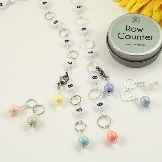 Pastels Row Counter Starter Set | 2 Row Counter Chains & 4 Stitch Markers - Repeat Section Numbered Knitting | 4mm and 7mm
