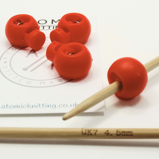 NEW! 4 Red 5mm Stitch Locker Cord Stop Cable Lock for Circular Knitting Needle