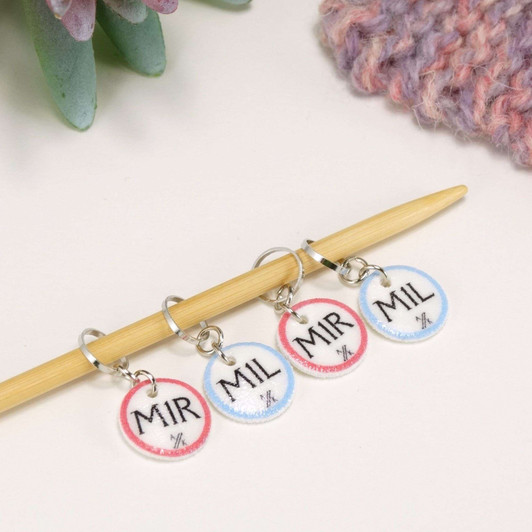 M1L M1R Make One Left/Right - Set of 4 - knitting stitch marker discs with CHOICE of Rings, Clasps, Removable Latchback | Make Your Mark