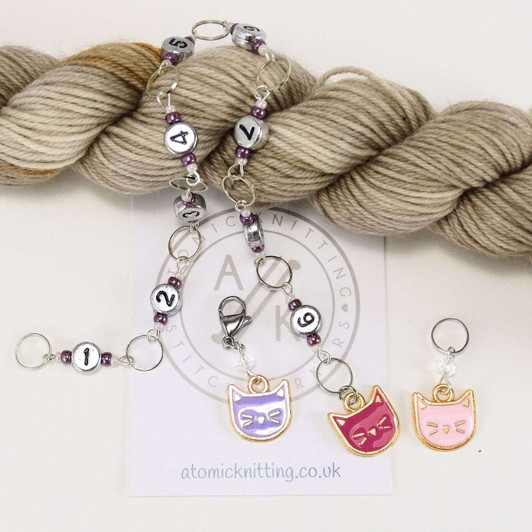 NEW! Row Counter - Cat Face Numbered 99 Chain Row Counter for Knitting - SIZE 4mm OR 7mm