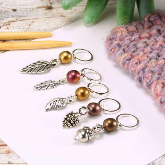 NEW! Lustre Leaf Stitch Marker Set of 5 - MYM