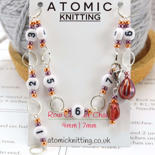 NEW! Row Counter - Purple Caramel Numbered 99 Row Counter Chain - SIZE 4mm OR 7mm | Limited Edition