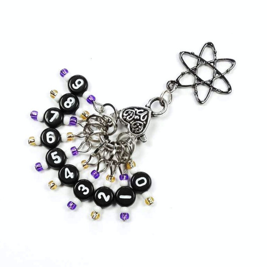Limited Edition - Atomic Gold & Purple Counting Stitch Markers - set of 10
