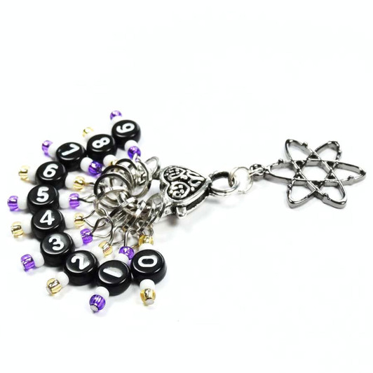 Limited Edition - Atomic Gold & Purple Counting Stitch Markers - set of 10