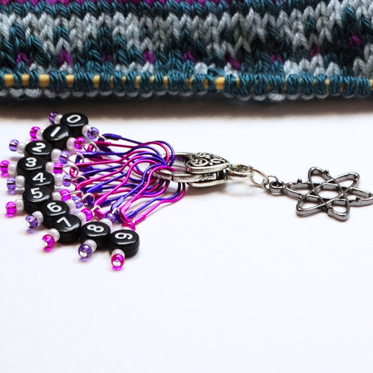 Limited Edition - Atomic Fuchsia & Purple Counting Stitch Markers -Set of 10