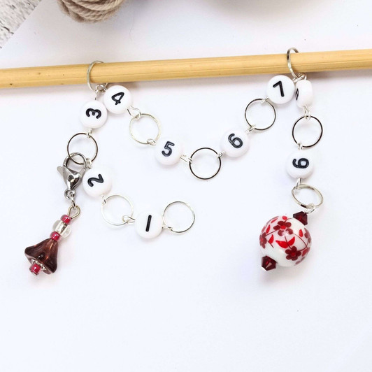 New! Row Counter - Flora - 99 Row Counter Chain for Knitting- SIZE 4mm OR 7mm