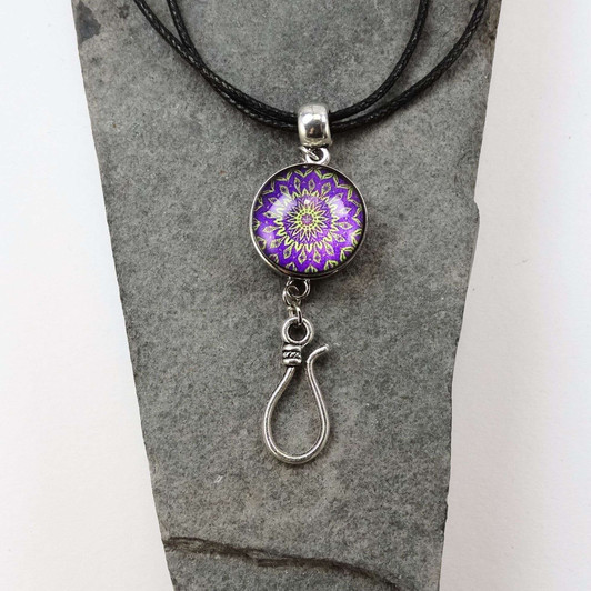 New! Purple Portuguese Knitting Pin Pendant with Adjustable Necklace