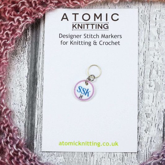 New! SSK (Slip Slip Knit) - Lilac & Teal Instruction Stitch Marker Set