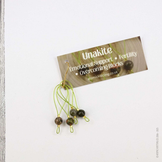New! Unakite Gemstone Looper Stitch Markers for Knitting | Emotional Support, Fertility, Overcoming Blocks