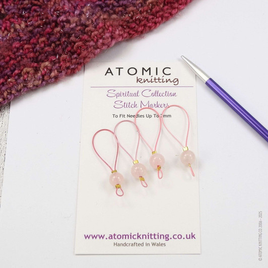 New! Rose Quartz Gemstone Looper Stitch Markers for Knitting | Love, Creativity, Calm